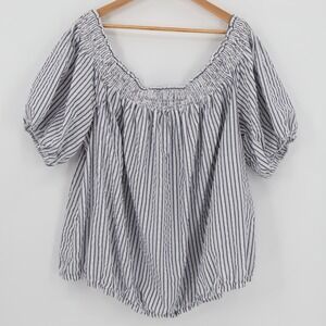 Torrid Striped Puff Sleeve Off Shoulder Top Vacation Resort Smocked Plus Size 4X